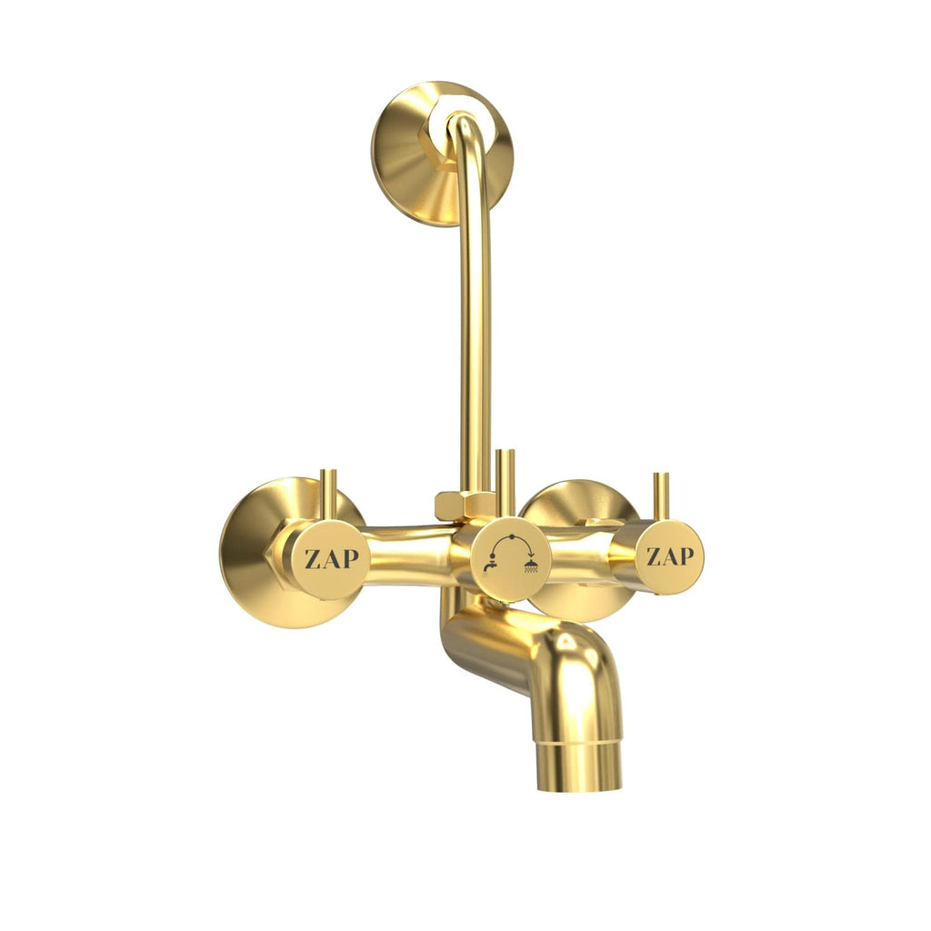 Elixir Gold Series High Grade Brass 2 in 1 Wall Mixer With L Bend / Overhead Shower / Hand Shower Set