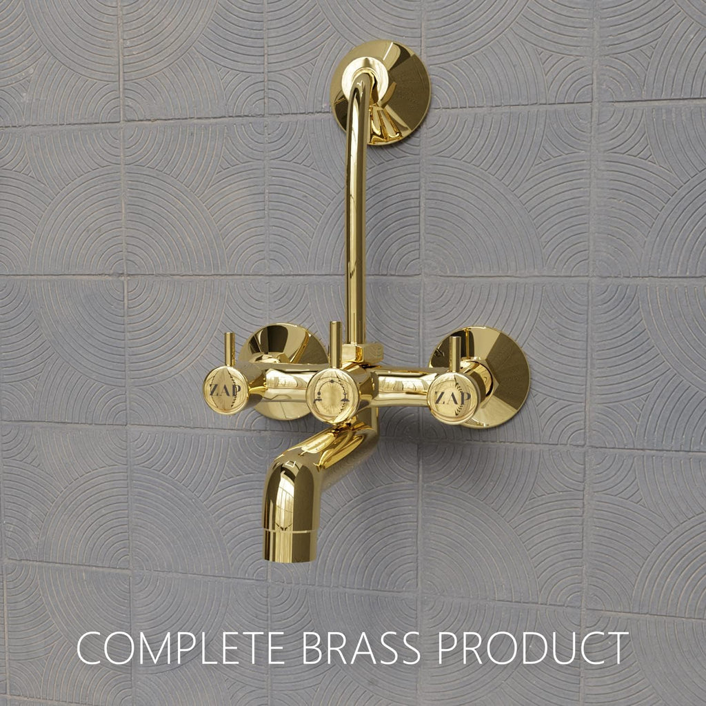 Elixir Gold Series High Grade Brass 2 in 1 Wall Mixer With L Bend / Overhead Shower / Hand Shower Set