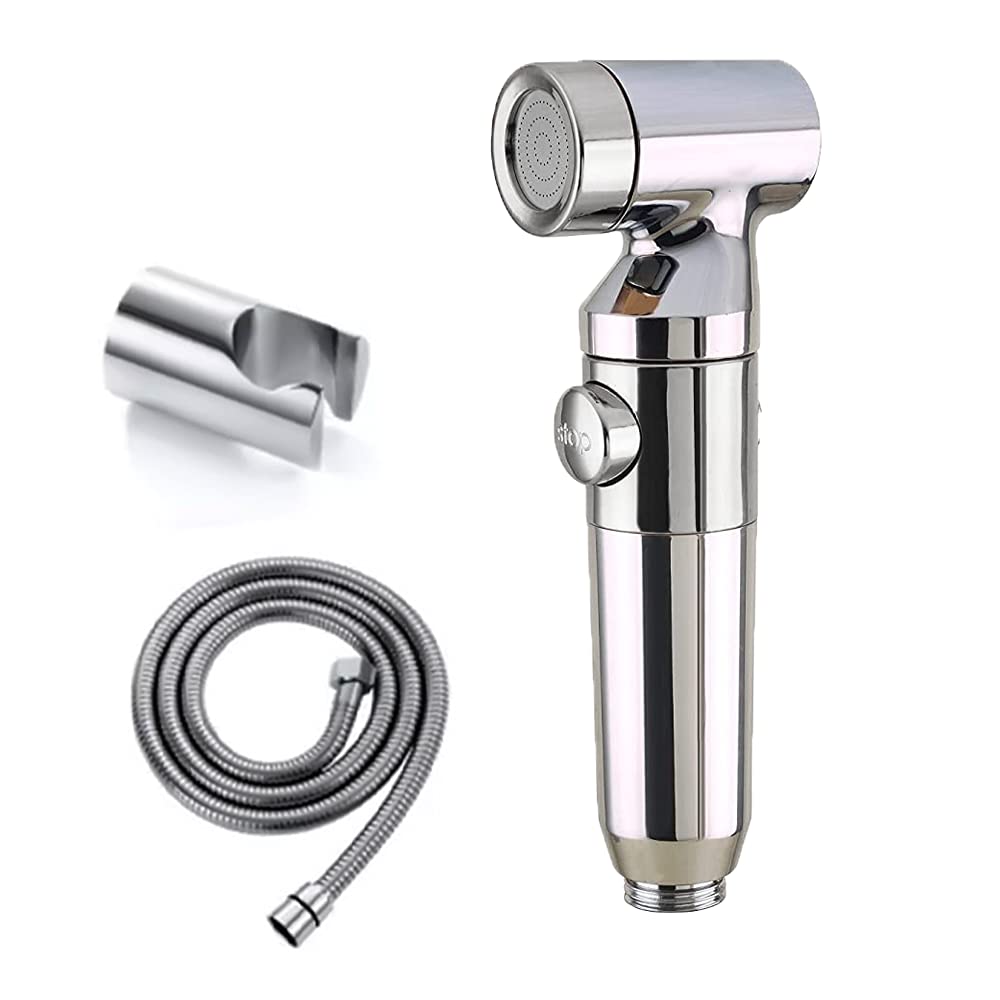 Ultra ZX1034 Health Faucet Handheld Toilet Jet Spray with 1.5 m Stainless  Steel Tube and Wall Hook-Chrome Finish Bidet with Hose and Holder/Clutch  Set